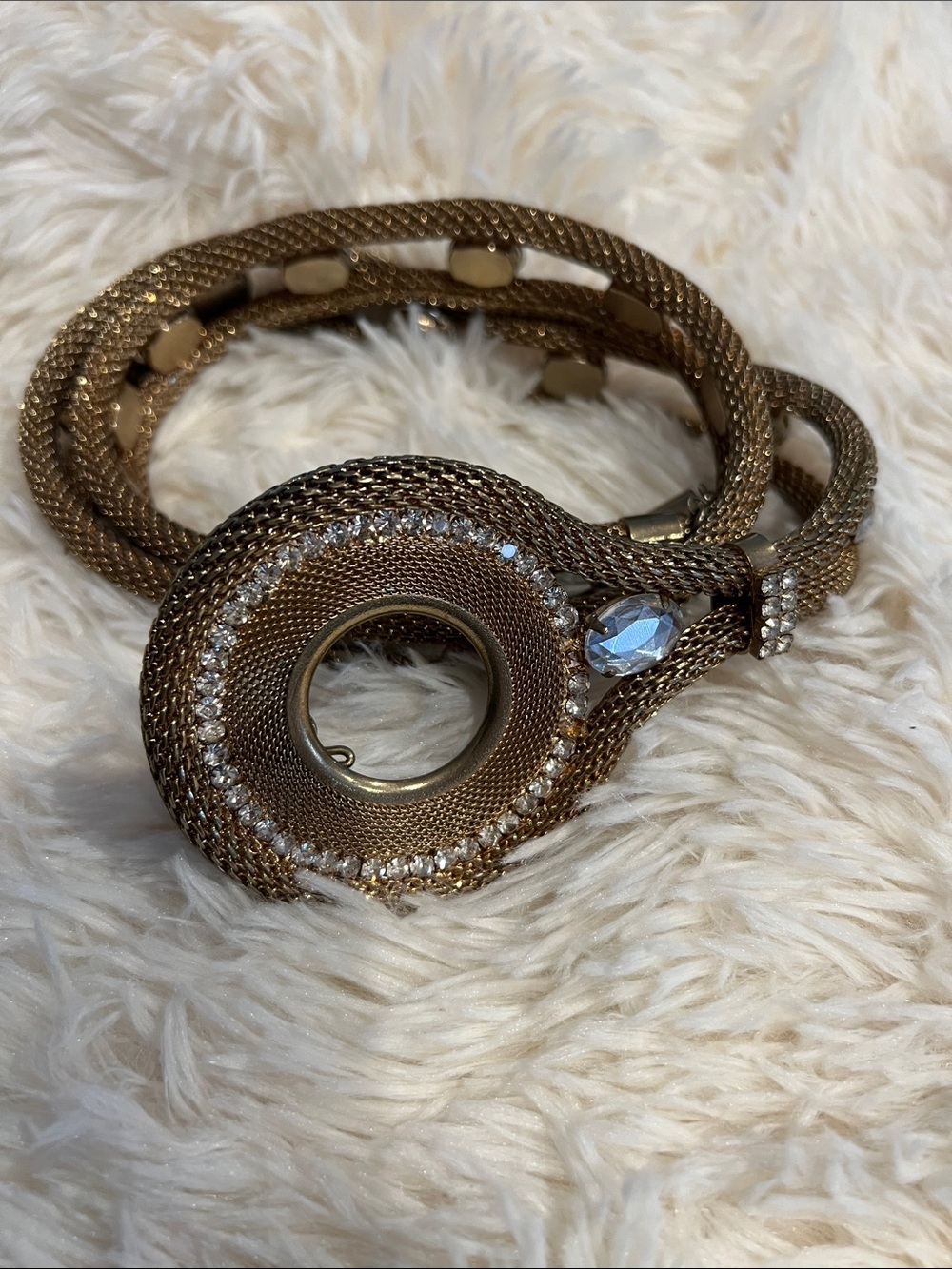 Gold Crystal and jewel Mesh Statement Belt